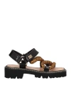 Sandro Woman Sandals Black Size 5 Soft Leather, Textile Fibers In Black