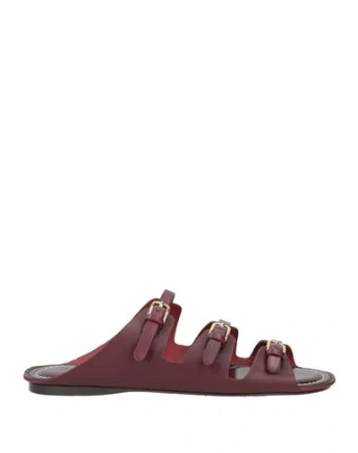 Sandro Woman Sandals Burgundy Size 6.5 Leather In Red