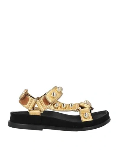Sandro Woman Sandals Gold Size 6.5 Leather