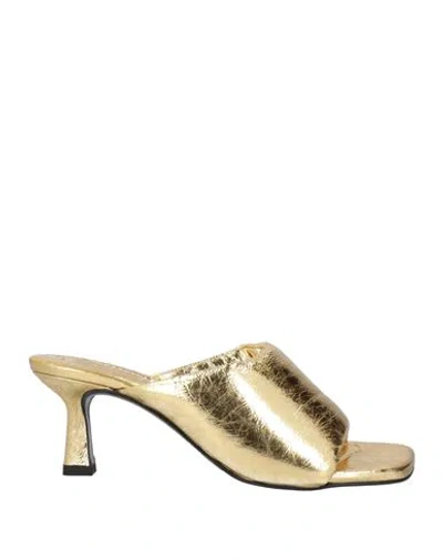 Sandro Woman Sandals Gold Size 6.5 Leather