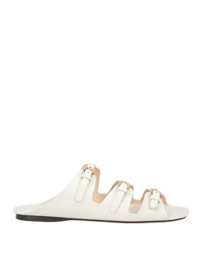 Sandro Woman Sandals Ivory Size 6.5 Leather In Neutral