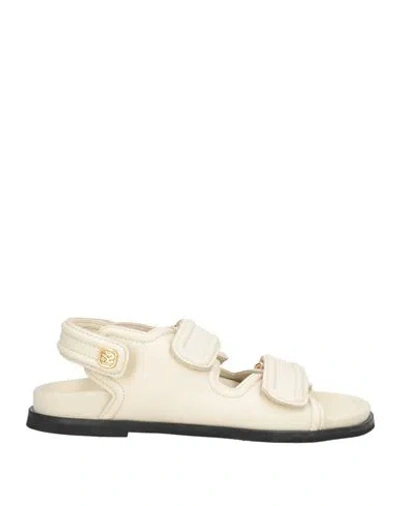 Sandro Woman Sandals Off White Size 6.5 Leather In Neutral