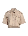 Sandro Woman Shirt Beige Size 3 Cotton, Polyester In Beige