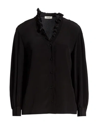 Sandro Woman Shirt Black Size 0 Silk