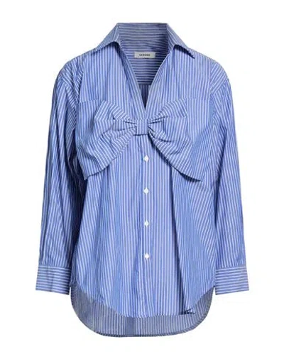 Sandro Woman Shirt Blue Size 0 Cotton