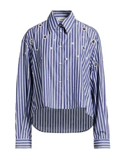 Sandro Woman Shirt Blue Size 3 Cotton