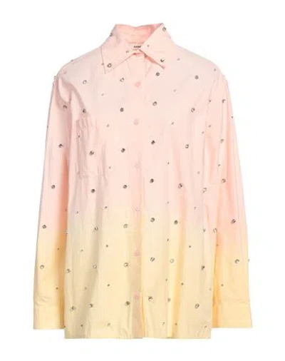 Sandro Woman Shirt Blush Size 2 Cotton, Glass, Brass In Pink