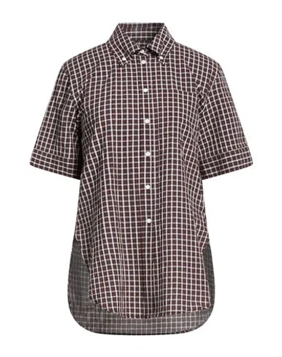 Sandro Woman Shirt Brown Size 0 Cotton, Elastane In Multi