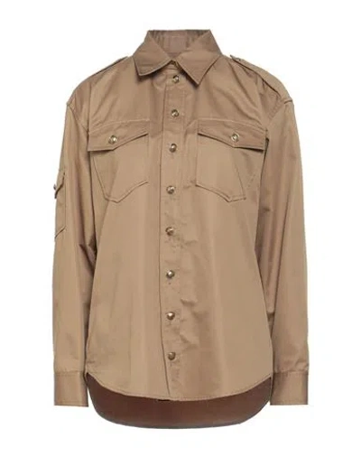 Sandro Woman Shirt Camel Size 3 Cotton, Polyester In Brown