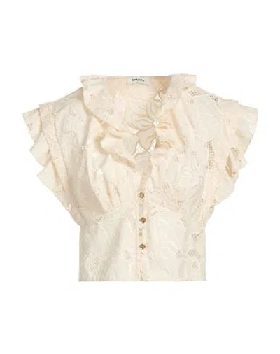 Sandro Woman Shirt Cream Size 2 Polyester, Cotton In Neutral