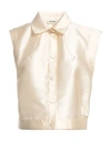 Sandro Woman Shirt Cream Size 3 Polyester, Silk In White