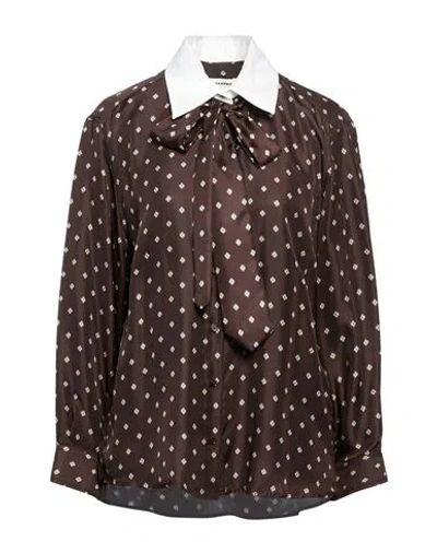 Sandro Woman Shirt Dark Brown Size 0 Silk