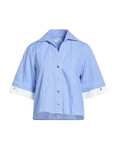 Sandro Woman Shirt Light Blue Size 0 Cotton In Black