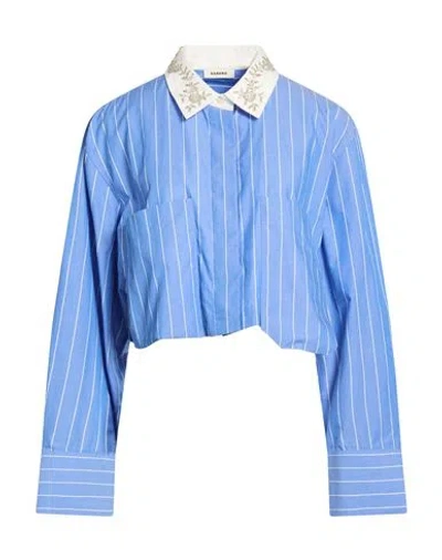 Sandro Woman Shirt Light Blue Size 4 Cotton