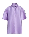 Sandro Short-sleeve Satin Shirt In Purple