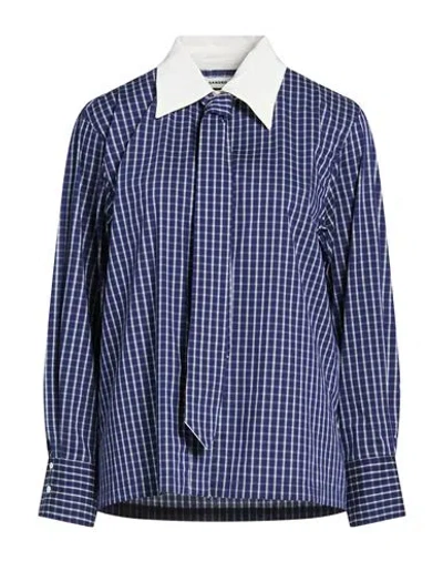 Sandro Woman Shirt Navy Size 0 Cotton, Polyamide, Elastane In Blue