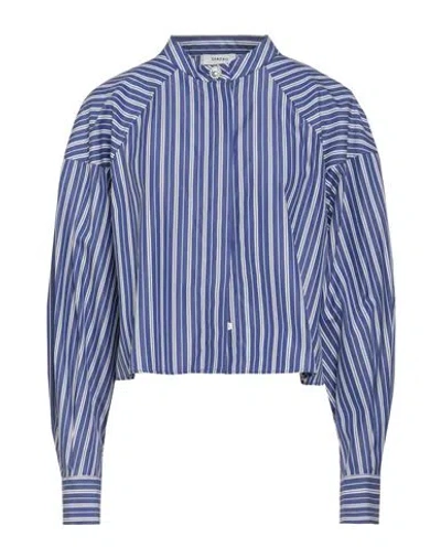 Sandro Woman Shirt Navy Size 2 Cotton In Blue