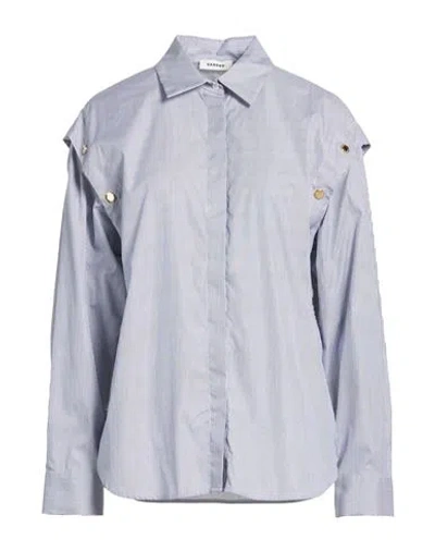 Sandro Woman Shirt Navy Size 3 Cotton In Blue