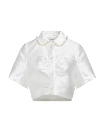 Sandro Woman Shirt White Size 3 Polyester, Silk