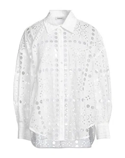 Sandro Woman Shirt White Size 4 Polyester, Cotton