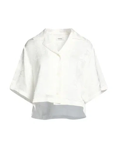 Sandro Woman Shirt White Size 4 Viscose In Gray