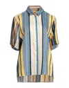 Sandro Woman Shirt Yellow Size 4 Linen, Polyamide In Multi
