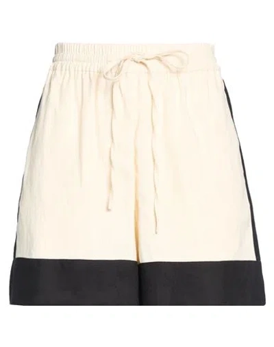 Sandro Woman Shorts & Bermuda Shorts Cream Size 10 Linen, Cotton, Elastane In Neutral