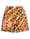 Sandro Orson Leopard-print Cotton-poplin Shorts In Yellow