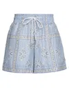Sandro Judy Paisley-print Linen-blend Shorts In Blue