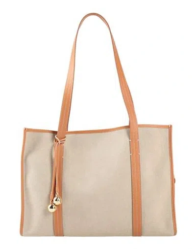Sandro Woman Shoulder Bag Beige Size - Cotton, Cowhide