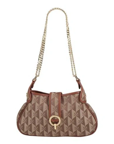 Sandro Woman Shoulder Bag Brown Size - Polyester, Cotton, Cowhide