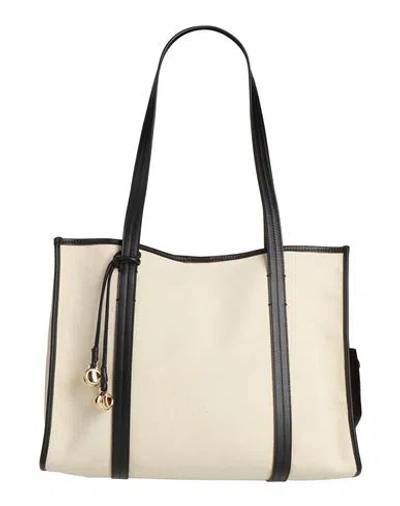 Sandro Woman Shoulder Bag Cream Size - Cotton, Cowhide In White