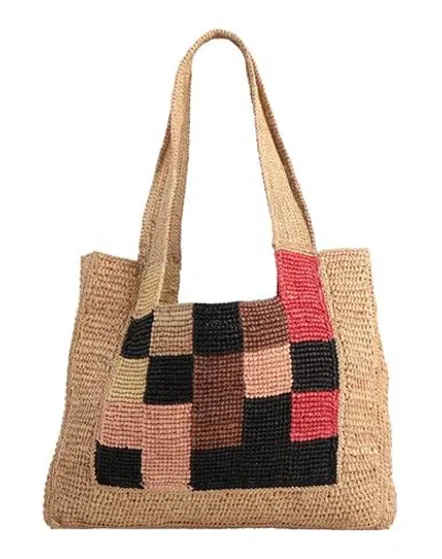 Sandro Woman Shoulder Bag Sand Size - Straw In Beige