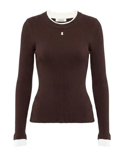 Sandro Woman Sweater Chocolate Brown Size 0 Viscose, Polyester, Polyamide, Elastane