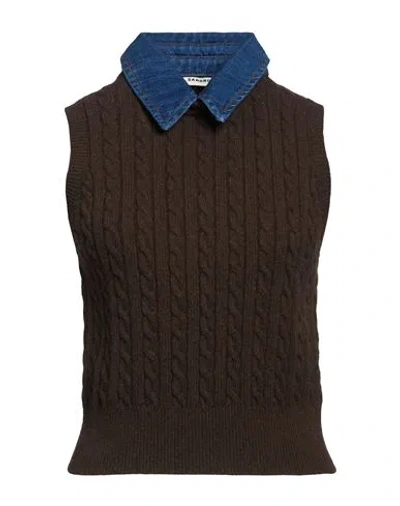 Sandro Woman Sweater Dark Brown Size 0 Wool, Polyamide