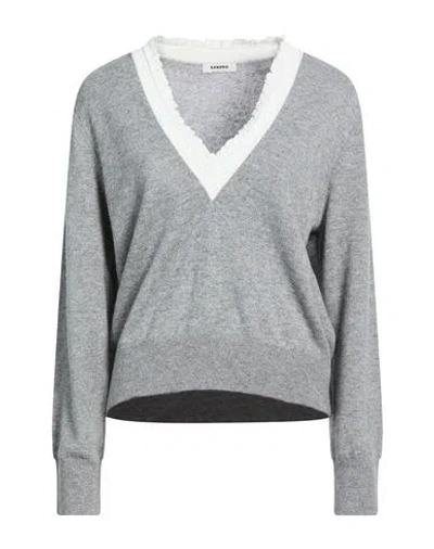 Sandro Woman Sweater Grey Size 4 Wool, Cashmere, Polyamide, Elastane In Gray