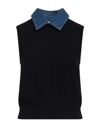 Sandro Woman Sweater Navy Size 3 Wool, Polyamide, Cotton In Blue