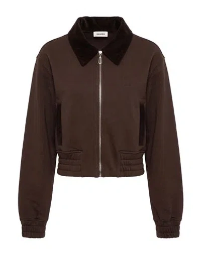 Sandro Woman Sweatshirt Chocolate Brown Size 0 Cotton, Polyester