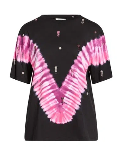 Sandro Woman T-shirt Black Size 2 Cotton, Brass, Glass
