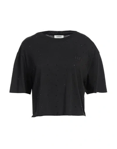 Sandro Woman T-shirt Black Size 0 Cotton, Glass