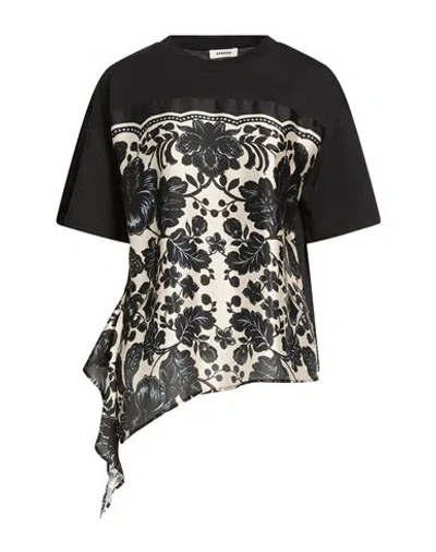 Sandro Woman T-shirt Black Size 2 Cotton, Polyester