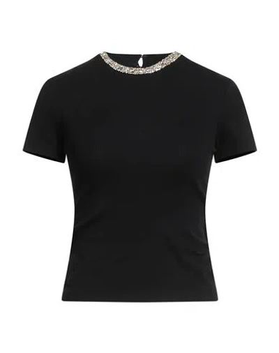 Sandro Woman T-shirt Black Size 3 Cotton, Elastane