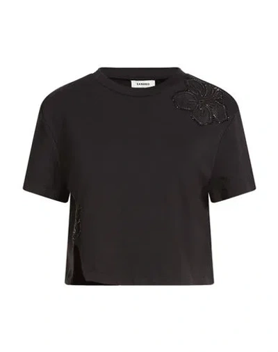 Sandro Woman T-shirt Black Size 4 Cotton, Polyester