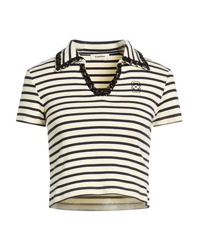 Sandro Woman T-shirt Ivory Size 3 Cotton, Elastane In Neutral