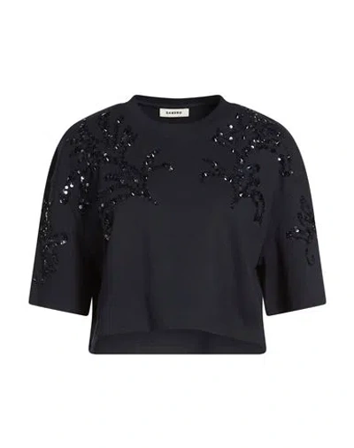 Sandro Woman T-shirt Midnight Blue Size 3 Cotton, Polyester