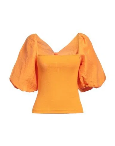 Sandro Woman T-shirt Orange Size 3 Polyester, Viscose, Elastane