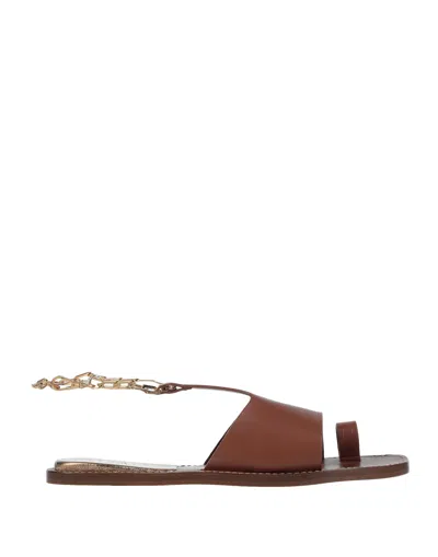 Sandro Toe Strap Sandals In Brown
