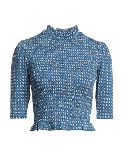 Sandro Woman Top Azure Size 2 Viscose, Elastane In Blue