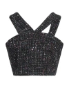 Sandro Tweed Halter Top In Black