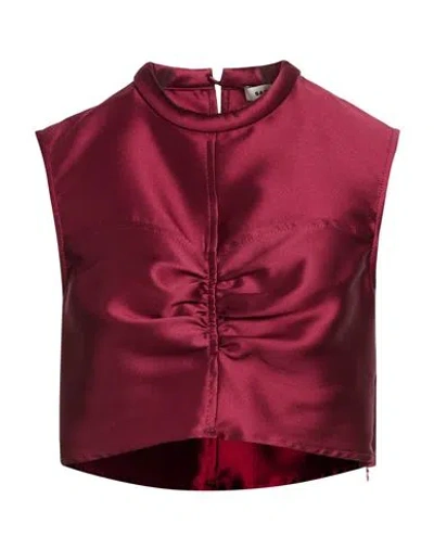 Sandro Woman Top Burgundy Size 4 Polyester, Silk In Red